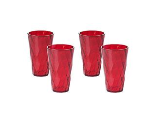 Omada Design 4 Tumbler Transparent and Colored Drink Glasses, 17,60 fl oz, Diamond Line
