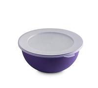 Omada Design Bowl+ Lid of 16,90 fl oz (1,5 Liters), Diameter 8,07 inch (20,5 cm), White Inside and Colored Outside, in Polypropylene
