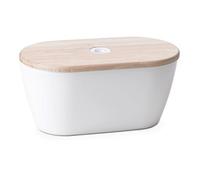 Omada Design breadbox or Container for Bread, 13.38 x 7.48 x 6.69 inch with 211.17 fl oz Capacity and lid for Cutting Board, Suitable for Preserving The Freshness of Food and Space-Saving, Woody Line