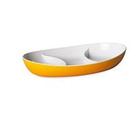 Omada Design Plate of 11,02 x 6,69 inch in 3 compartments with White Interior and Colored Exterior, Trendy line, Turquoise