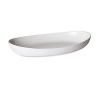 Omada Design Serving Plate or Baking Dish 11,02 x 6,69 inch with Inside White and Outside Colored Trendy Line, White