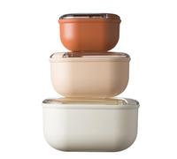 OMADA Design - Set of 3 airtight Square Food containers of 0.4-1 - 2 L, Lunch Box with Transparent lid - Made in Italy - Pull Box line