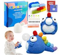 Omagie Crochet kit,Dinosaur Beginners Crochet Kit Knitting kit DIY Crochet Kids Crochet Starter Kit, with Step-by-Step Tutorials for Adults Stress Relief Toys Fidget Toys for Boys Girls Gift