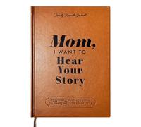 Omagie Mom, I Want to Hear Your Story: A Mather’s Guided Journal To Share His Life & His Love, Dad Journal Book, Black Gold Foil Lettering, Leather Wrapped Hardback, Portable Journal Book (brown mom)