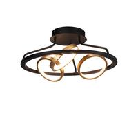 Omaha 5 Light Semi Flush Ceiling Light - Satin Black and Gold