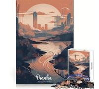 Omaha Cityscape City View 1000 Piece Jigsaw Puzzles for Adults Jigsaw Smart Game Together Fun Image Assembly Seasonal Gift (38x26cm)