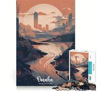 Omaha Cityscape City View 1000 Piece Jigsaw Puzzles for Adults Jigsaw Smart Game Together Fun Image Assembly Seasonal Gift (38x26cm)