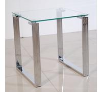 omaha clear glass end table with stainless steel legs