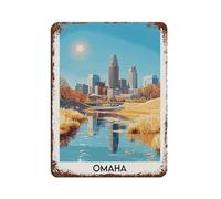 Omaha, Nebraska City Poster Tin Sign Vintage Metal Pub Club Cafe Bar Home Wall Art Decoration Poster Retro 12x16inch(30x40cm)