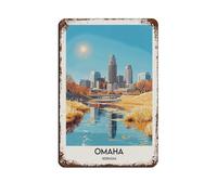 Omaha, Nebraska City Poster Tin Sign Vintage Metal Pub Club Cafe Bar Home Wall Art Decoration Poster Retro 8x12inch(20x30cm)