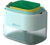 OMAIA Dish soap Dispenser for Sink - Blue - Sink Countertop Organizer - Soap Dispenser with Sponge Holder