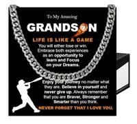 Omaishine To My Grandson Cuban Link Chain Necklace, Gift For Grandson, Grandson Gifts From Grandparents, Grandson Gifts From Grandma And Grandpa, Grandson Birthday Card, Grandson Christmas Gifts