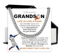 Omaishine To My Grandson Cuban Link Chain Necklace, Gift For Grandson, Grandson Gifts From Grandparents, Grandson Gifts From Grandma And Grandpa, Grandson Birthday Card, Grandson Christmas Gifts