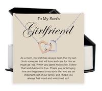 OmaishineTo My Son's Girlfriend Gift from Mom - Cute Necklace for Birthday, Valentine's Day, Christmas, Anniversary - Jewelry With Message Card and Box, Stainless Steel, Cubic Zirconia