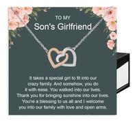 OmaishineTo My Son's Girlfriend Gift from Mom - Cute Necklace for Birthday, Valentine's Day, Christmas, Anniversary - Jewelry With Message Card and Box, Stainless Steel, Cubic Zirconia