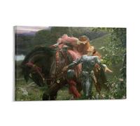 OmAju La Belle Dame Sans Merci by Dicksee Frank Canvas Poster Wall Art Bedroom Decor Office Living Room Kitchen Decor Gift 12x18inch(30x45cm)