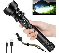 OMALIGHT Rechargeable LED Flashlight, 90,000 Lumens Super Bright Tactical Flashlights with Zoomable 10 Modes Waterproof Flash Light for Camping Emergencies Outdoor Indoor
