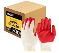 Oman 300 Pairs Red Palm Latex Coated Work Gloves - Cotton/Polyester Shell - Korean Craftsmanship