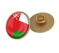 Oman Flag Rectangle Brooch - Vintage Patriotic Banner Print Lapel Pin,Novel Nation Badge Backpack Clothes Accessories Jewelry Gift Round