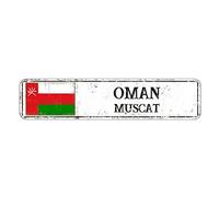 Oman Flag Street Signs Custom Wall Metal Signs Personalized City Name Plaque Poster Sign Vintage Wall Art Plaque Signs Decoration for Home Bedroom Livingroom Bathroom 4x18in