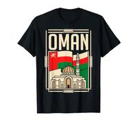Oman Flag Sultan Qaboos Grand Mosque Muscat Vintage Art T-Shirt