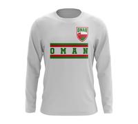 Oman Men's Personalised Core Football Country Long Sleeve T-Shirt in White | Size: Medium Oman White M