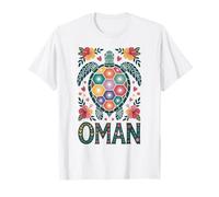 Oman, Vibrant Tile Turtle, Ocean Life Flowers and Hearts T-Shirt