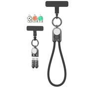 Omana 2-in-1 Mobile Phone Lanyard Multi Charger Cable 240W Type-C 5A Anti-Theft Tether Wrist Shoulder Strap USB Keychain Fast Charging PD for Most Cellphones Covers Data 2in1 (Black, 0.3M)