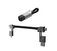 Omana 4-in-1 Multi Charger Cable USB Keychain, Fast Charging Universal Data Cable with Type-C PD 27W for iPhone Lightning, 60W for Android, QC 18W, Portable All-in-One Charging Cable