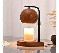 Omana Candle Warmer Lamp with Dimmable Timer Adjustable Height Wooden Lampshade Aromatherapy Wax Melt Warmer Burner for Scented Jar Melter Candles with 2 Bulbs Home Office Decor Gifts (Walnut)
