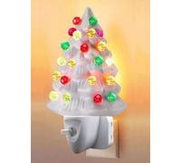 Omana Ceramic Christmas Tree Night Light, Direct Plug, Plugin, Children Bedroom, Multicolor Bulbs & 360 Degree Swivel Plug with ON/Off Switch (White)