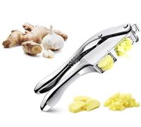Omana Heavy-Duty Garlic Press Mincer & Slicer - 21cm Professional Stainless Steel Crusher with Ergonomic Anti-Slip Handle - Easy-Clean, Rust-Proof Ginger Squeezer Kitchen Tool