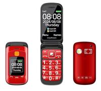 Omana Large Buttons Seniors Flip Mobile Phone for Elderly Big Display Loud SOS Emergency Flash Light Dual Sim Folding Ease Use Basic Simple GSM Cell 2G (Red)