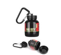 Omana Protein Powder Storage Container to go, Portable Supplement Container with Funnel & Keychain for Travel Gym Workout Fitness, BPA Free (Black, 100 ml)