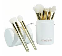 OMANIAC Makeup Brush Set Professional, 20Pcs Pearlescent Wood Handle Makeup Brushes, Premium Cruelty-Free Synthetic Fiber Hair, Travel Make up Brushes Set with Case (Gold)