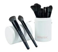 OMANIAC Makeup Brush Set Professional, 20Pcs Pearlescent Wood Handle Makeup Brushes, Premium Cruelty-Free Synthetic Fiber Hair, Travel Make up Brushes Set with Case (Black)