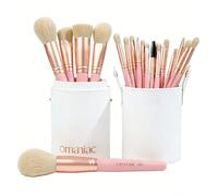 OMANIAC Professional Makeup Brushes Set (12Pcs), Pearl Flash Handles, Comfortable To Hold And Easy To Use. Full Face Travel Make up Brushes Set Professional With Case (Pink)