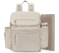 Omanmoli Diaper Bag Backpack Baby Diaper Bag Leather with 17 Diaper Bag Organizing Pouches, Oat, M, Multifunctional Diaper Bag Backpack