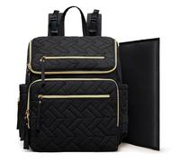 Omanmoli Diaper Bag Backpack Large Baby Travel Bag Diaper Essential Bag with 17 Diaper Bag Organizers,4 Insulated Pockets,Portable Changing Pad,Stroller Buckles,Black