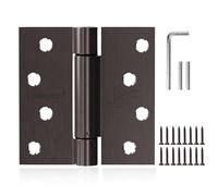 OMANSKO 2 Pack Modern Oil Rubbed Bronze Iron Self Closing Door Hinges 4 x 4 in Auto Close Hinges 8 Holes Square Corners Adjustable Tension for Interior Door 1-3/4 to 2 in Thick
