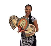 Omaqa One Burkina Faso African Hand Fan Woven 16" Long for Women & Men | Home Decoration