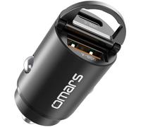 Omars Car Charger, Cigarette Lighter Charger Total 66W [USB-C 33W+USB-A 30W] 2V USB Socket, PD3.0 Fast Charging Car Phone Charger, with Pull Ring Adapter for iPhone 16/iPad/Samsung/Google