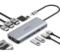 Omars Docking Station Dual Monitor, 11 in 1 USB C Hub Triple Display Multiport Adapter, USB C to Dual HDMI Adapter with 4K+VGA+Ethernet+100W Type C PD+4USB+Data for Dell/Surface/HP/Lenovo Laptop