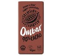 OMBAR Vegan Chocolate Bar - 90% Dark Chocolate - Organic Fair Trade Chocolate - Dairy and Gluten Free - Raw Cacao - 35g - Pack of 10