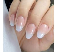Omber Glossy Almond Fake, Artificial Acrylic French Full Covers False for Designs Omber Press on