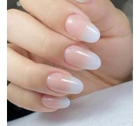 Omber Press On Nails Short Almond Gradients Natural Fake Nails Glossy Full Covers False For Women Girls Gifts Stick On Nail