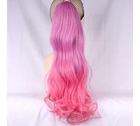 Ombr Synthetic Ponytail Hair pieces Long Wavy Clip In Ponytail Hair Extension Heat Resistant Pony Tail Fake Hair-pink,20inches