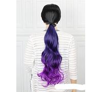 Ombr Synthetic Ponytail Hair pieces Long Wavy Clip In Ponytail Hair Extension Heat Resistant Pony Tail Fake Hair-purple,20inches