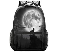 Ombra Backpack Howling Wolf Moon School Shoulder Bag Large Waterproof Durable Bookbag Laptop Daypack for Students Kids Teens Girls Boys Elementary