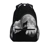 Ombra Backpack Howling Wolf Moon School Shoulder Bag Large Waterproof Durable Bookbag Laptop Daypack for Students Kids Teens Girls Boys Elementary